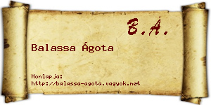 Balassa Ágota névjegykártya
